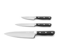 Pradel Essentiel Blason Set de 3 couteaux de cuisine en Acier 13C, Noir | Set couteaux de cuisine 3 pièces : Couteau Office, Couteau Utile, Couteau Chef, Acier inoxydable 13 C, Finition Satinée