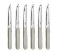 Pradel Essentiel - Couteaux steak Lot de 6 - Energy - Acier Inoxydable 13 C, Finition Brillante - Ecru (Epaisseur 1 mm)
