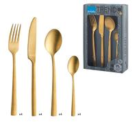 Pradel Essentiel Manille Service 16 couverts Inox Pour 4 convives, PVD or | Coffret 16 couverts pour 4 personnes, Acier inox 18/0, Finition PVD (Physical vapor deposition), Lavage à la main