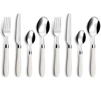 PRADEL ESSENTIEL - Ménagère 16 couverts de table pour 4 personnes - Réglisse - Acier inoxydable 18/0, Finition Standard - Crème (Lot de 2)