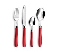 PRADEL ESSENTIEL - Ménagère 16 couverts de table pour 4 personnes - Réglisse - Acier inoxydable 18/0, Finition Standard - Rouge