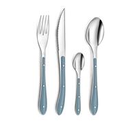 PRADEL ESSENTIEL - Ménagère 24 couverts de table pour 6 personnes - Bistro 1-2-3 - Acier inoxydable 18/0, Finition Standard - Bleu denim