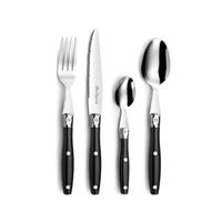 PRADEL ESSENTIEL - Ménagère 24 couverts de table pour 6 personnes - Comptoir - Acier inoxydable 18/0, Finition Standard - Noir