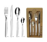 PRADEL ESSENTIEL - Ménagère 24 couverts de table pour 6 personnes - Gamma - Acier Inoxydable 18/0, Finition Standard - Blanc (Epaisseur 1.5 mm)
