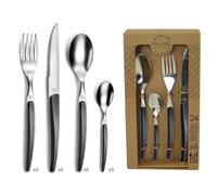 PRADEL ESSENTIEL - Ménagère 24 couverts de table pour 6 personnes - Gamma - Acier Inoxydable 18/0, Finition Standard - Noir (Epaisseur 1.5 mm)