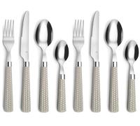 PRADEL ESSENTIEL - Ménagère 24 couverts de table pour 6 personnes - Paille - Acier inoxydable 18/0, Finition Standard - Taupe (Lot de 2)