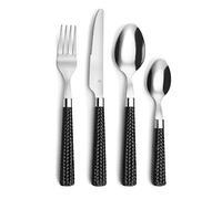 PRADEL ESSENTIEL - Ménagère 24 couverts de table pour 6 personnes - Paille - Acier inoxydable 18/0, Finition Standard - Noir