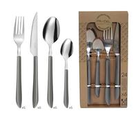 PRADEL ESSENTIEL - Ménagère 24 couverts de table pour 6 personnes - Vibrato - Acier Inoxydable 18/0, Finition Standard - Gris (Epaisseur 2.5 mm)