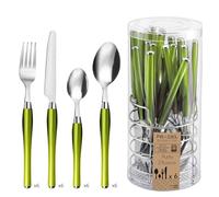 PRADEL ESSENTIEL - Panier fil 24 couverts de table pour 6 personnes - Purity - Acier inoxydable 18/0, Finition Standard - Vert
