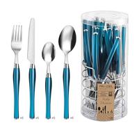PRADEL ESSENTIEL - Panier fil 24 couverts de table pour 6 personnes - Purity - Acier inoxydable 18/0, Finition Standard - Bleu