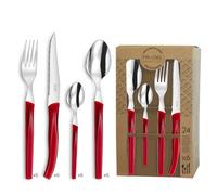Pradel Essentiel Rising Sun Service 24 couverts Pour 6 personnes, Rouge | Ménagère 24 couverts, Pour 6 personnes, Acier inoxydable 18/0, Finition Standard, Compatible lave-vaisselle