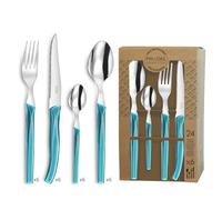 Pradel Essentiel Rising Sun Service 24 couverts Pour 6 personnes, Turquoise | Ménagère 24 couverts, Pour 6 personnes, Acier inoxydable 18/0, Finition Standard, Compatible lave-vaisselle