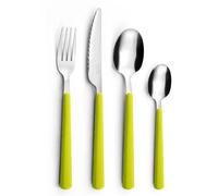 Pradel Essentiel Tonic Service 24 couverts Inox Pour 6 personnes, Vert Anis | Ménagère 24 couverts pour 6 personnes, Acier inox 18/0, Finition standard, Vert anis, Épaisseur 1.5 mm, Lave-vaisselle