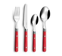 PRADEL ESSENTIEL - Tube triangle avec 16 couverts de table pour 4 personnes - Saxo - Acier inoxydable 18/0, Finition Standard - Rouge