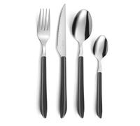 Pradel Essentiel Vibrato Ménagère 24 couverts Inox Pour 6 personnes, Noir | Ménagère 24 couverts de table pour 6 personnes, Acier Inoxydable 18/0, Finition Standard, Noir, Epaisseur 2.5 mm