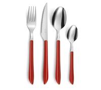 Pradel Essentiel Vibrato Ménagère 24 couverts Inox Pour 6 personnes, Rouge | Ménagère 24 couverts de table pour 6 personnes, Acier Inoxydable 18/0, Finition Standard, Rouge, Epaisseur 2.5 mm