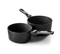 Pradel Excellence - 54502MN - Lot de 2 Casseroles Ø18, 20 cm - Gamme Pierra - Aluminium Forgé - Revêtement Antiadhésif façon pierre - 2 Manches Amovibles - Tous Feux dont Induction et Lave-Vaisselle