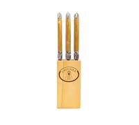 Pradel Excellence - Bloc Couteaux 6 Pièces - Bloc de Rangement en Bois - 6 Couteaux, Lames Dentelées en Acier Inoxydable, Manche Façon Corne Blonde - Ustensiles de Cuisine, Style Intemporel