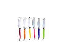 Pradel Excellence - Boîte de 6 Couteaux à Beurre Laguiole - Tartineurs en Acier Inoxydable - Lames Micro Dentées, Manches en ABS - Coffret Coutellerie, Couleurs Effet Nacré