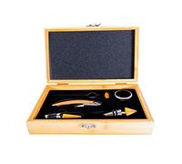 Pradel Excellence - Coffret Sommelier en Bambou 5 Pièces - Tire-Bouchon, Thermomètre, Stop-Goutte, Bouchon et Verseur - Présentation Élégante - Idéal pour les Amateurs de Vin