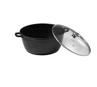 Pradel Excellence - Faitout avec Couvercle - Fonte d'Aluminium Façon Pierre - Revêtement Anti-Adhésif - 32 cm - 9,3 L - Tous Feux dont Induction - Maniques en Silicone