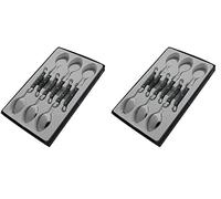 Pradel Excellence - Laguiole - Boîte de 6 Cuillères à Café - Acier Inoxydable - Mitre Inox - Manche Gris Marbré - Présentation en Boîte Vitrine - Dimensions 26 x 16 x 2,5 cm (Lot de 2)