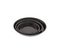 Pradel Excellence - Lot de 3 Moules à Tarte Premium “Façon Pierre” - Moules à Gâteaux Ronds en Acier Carbone, Revêtement Anti-Adhésif - Compatibles Four et Lave-Vaisselle - Diam. 20, 25, 31 cm - Noir