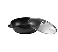 Pradel Excellence - Mijoteuse 36 cm en Fonte d'Aluminium - Revêtement Anti-Adhésif Façon Pierre - Couvercle Verre & Poignées Silicone - Tous Feux Dont Induction