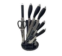 Pradel Excellence - PCOT001015 - Bloc Couteaux Inox Tournant Essentiels 7 Pièces - 5 Couteaux de Cuisine + 1 Paire de Ciseaux + 1 Fusil d'Affûtage - Lames Acier Inoxydable - Manches Soft-Touch