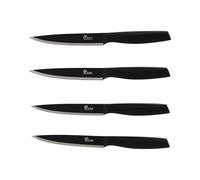 Pradel Excellence - PCOT001032 - Set Couteaux Steak 6 Pièces - Gamme Essentiels - Lames 12,5 cm Acier Inoxydable Antiadhésives Noires - Manches Métal Noirs - Parfait pour Découper dans l'Assiette