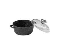 Pradel Excellence - PCUI001010 - Faitout Ø20 cm avec Couvercle Verre - Fonte d’Aluminium - Revêtement Antiadhésif façon pierre - Protège-Poignées Amovibles - Tous Feux, Four et Lave-Vaisselle
