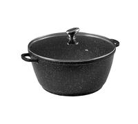 Pradel Excellence - PCUI001014 - Faitout Fonte d'Aluminium Premium Ø36cm, Couvercle Verre - Revêtement Anti-Adhésif Façon Pierre - Poignée Amovible - Tout Feu, Noir et Blanc
