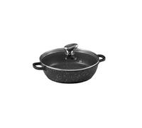 Pradel Excellence - PCUI001015 - Mijoteuse Fonte d'Aluminium Premium Ø24cm, Couvercle Verre - Revêtement Anti-Adhésif Façon Pierre - Poignée Amovible - Tout Feu, Noir