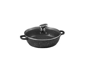 Pradel Excellence - PCUI001015 - Mijoteuse Fonte d'Aluminium Premium Ø24cm, Couvercle Verre - Revêtement Anti-Adhésif Façon Pierre - Poignée Amovible - Tout Feu, Noir