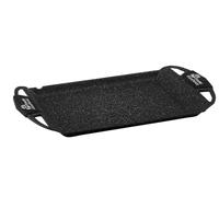 Pradel Excellence - PCUI001029 - Plancha 48 x 28 cm - Fonte d’Aluminium - Revêtement Antiadhésif façon pierre - Fond Lisse - Protège-Poignées Amovibles - Tous Feux, Four et Lave-Vaisselle