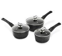 Pradel Excellence - PCUI001031 - Lot de 3 Casseroles 16, 18, 20 cm avec Couvercles - Premium - Fonte d’Aluminium - Revêtement Antiadhésif façon Pierre - 3 Manches Amovibles - Tous Feux, Four