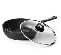 Pradel Excellence - Pierra Sauteuse 28 cm - Aluminium Forgé - Revêtement Façon Pierre - Épaisseur 2,5/4,0 mm - Manche Amovible - Compatible Tous Feux, Induction Inclus, Verre