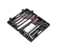 Pradel Excellence Valise De Découpe 7 Pieces K31128 : 4 Couteaux Boucher + 1 Fusil + 1 Scie + 1 Grand Couperet + 1 Crochet
