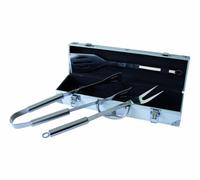 Pradel Excellence - WB109 - Mallette Barbecue 3 pcs - Essentiels - 1 Spatule + 1 Fourchette à Viande + 1 Pince - Ustensiles Inox avec Manches Inox - Compatibles Lave-Vaisselle - Mallette de Rangement