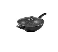 Pradel Excellence - Wok avec Grille Demi-Lune et Couvercle en Verre - Fonte d’Aluminium Anti-Adhésive Sans PFOA - Tous Feux dont Induction - Passe au Lave-Vaisselle - 5 L