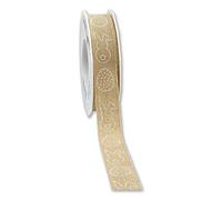 Präsent Breda Ruban en lin imprimé Nature Largeur 25 mm Longueur 15 m, Vieux Rose.