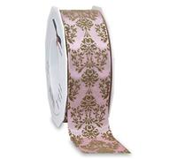 Präsent - Brixen Ruban Filaire & Imprimé Rose-Taupe Largeur 40mm Longueur 20m
