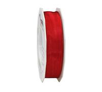 Präsent Lyon Ruban taffetas avec fil de fer Rouge écarlate 25 mm-25 m