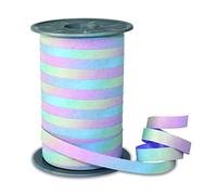 PRÄSENT RAINBOW Ruban à rayures pastel 200 m pour emballage et décoration 10 mm de large Ruban décoratif couleur arc-en-ciel facile à friser