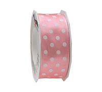 Präsent - Ruban à pois filaires & imprimés rose clair blanc 40 mm de largeur, 20 m de long