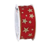 Präsent - Ruban Arktis imprimé et fil de fer rouge rubis - Largeur 40 mm - Longueur 20 m