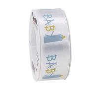 Präsent Ruban de Satin imprimé, Bleu, 40 mm width, 20 m length