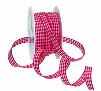 Präsent Ruban de Taffetas à Carreaux Vichy Rouge/Blanc 10 mm x 20 m