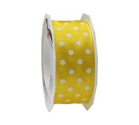 Präsent Ruban de taffetas à pois, jaune, 40mm - 20m