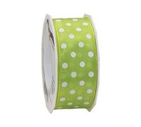 Präsent Ruban de taffetas à pois, Vert citron/blanc, 40mm - 20m